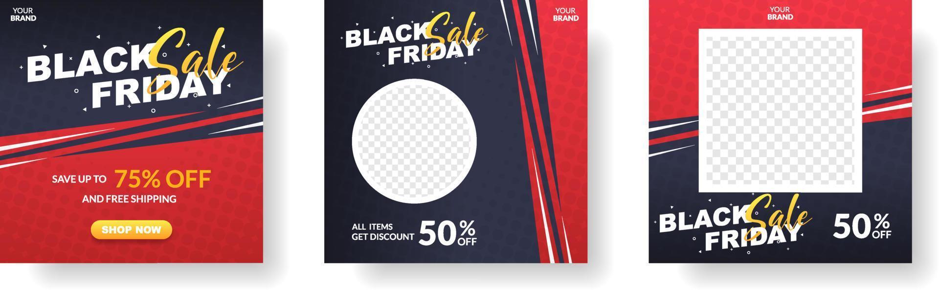 black friday sale banner for social media post template vector
