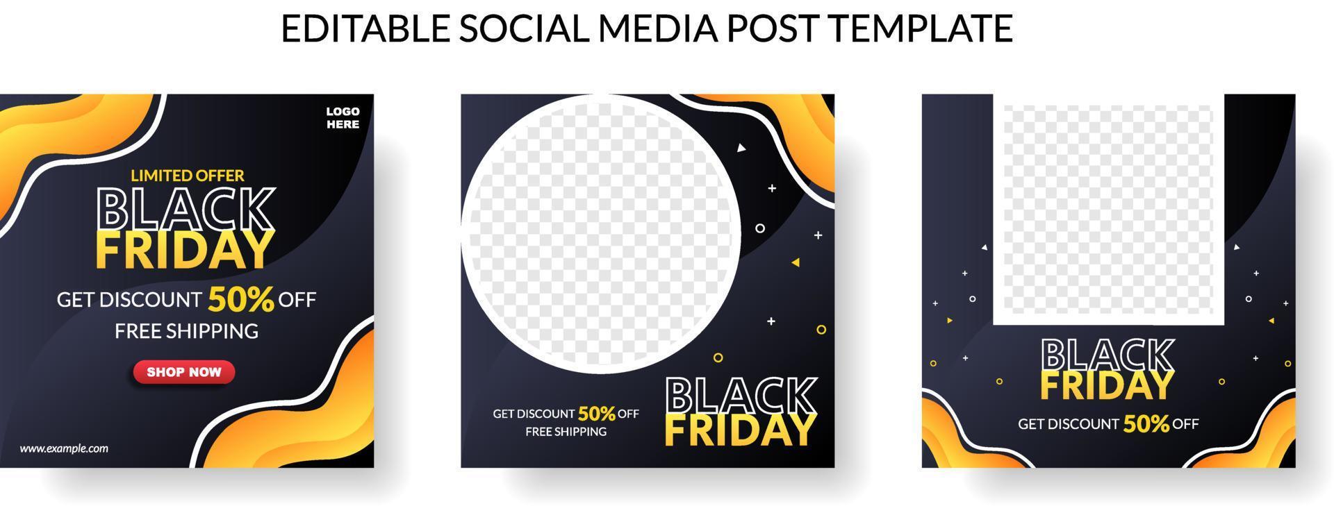 black friday sale banner for social media post template vector