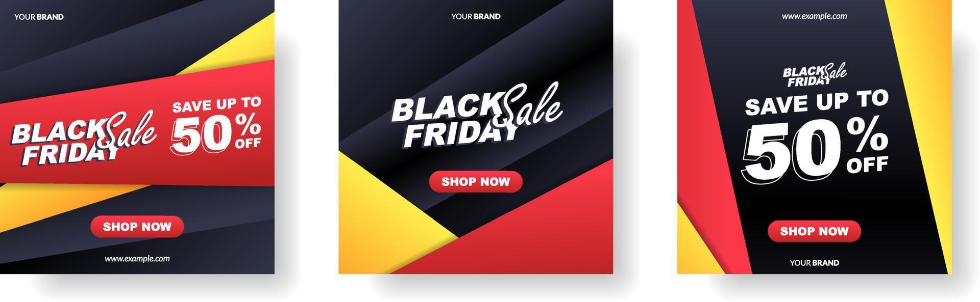 black friday sale banner for social media post template vector