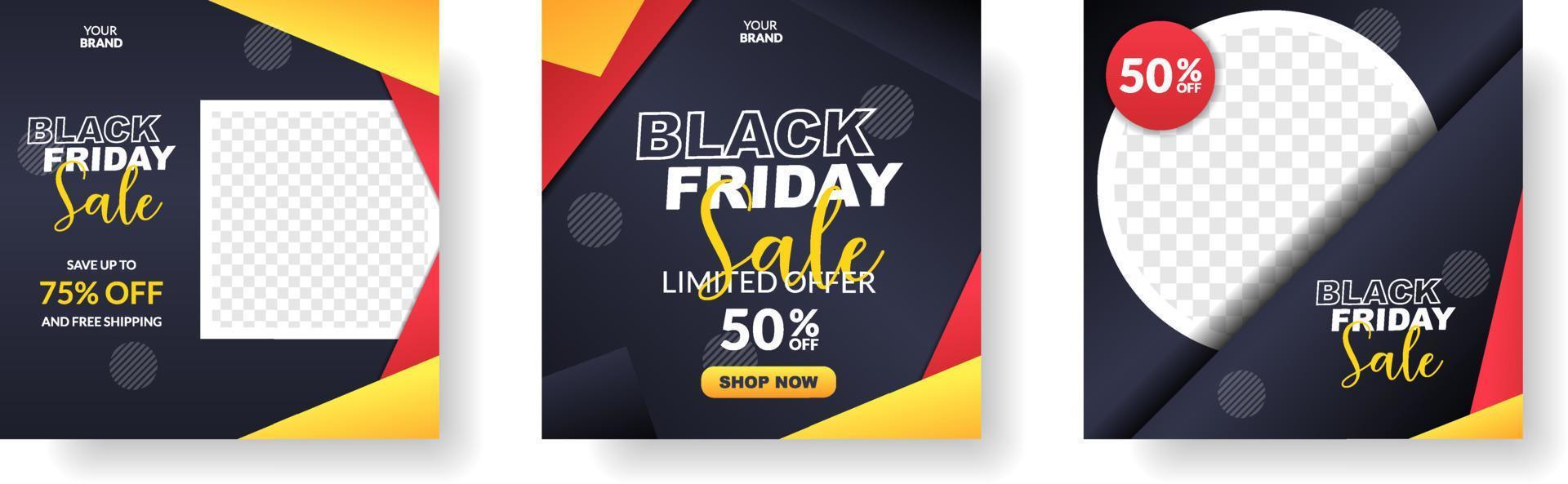 black friday sale banner for social media post template vector