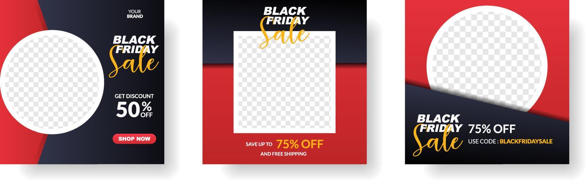 black friday sale banner for social media post template vector