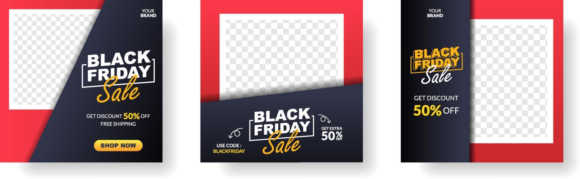 black friday sale banner for social media post template vector