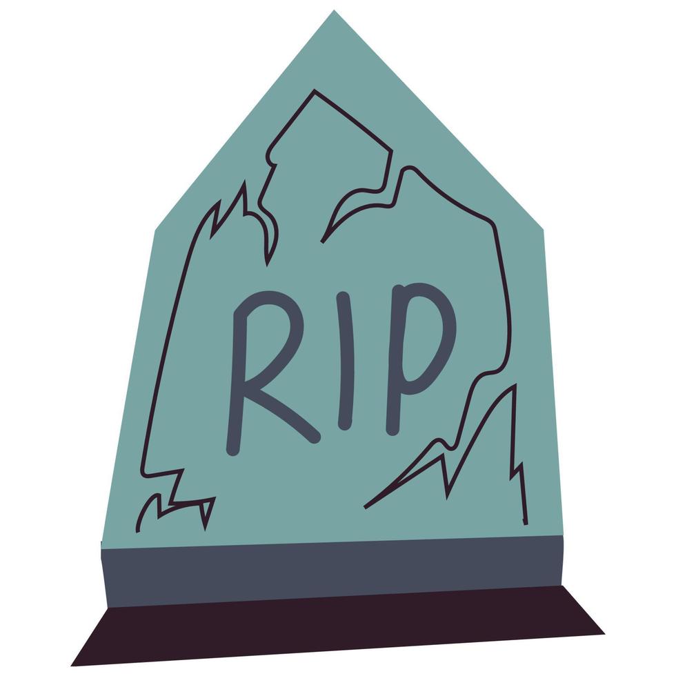 Icon of a hand drawn doodle tombstone rip.Single design graphic element. vector