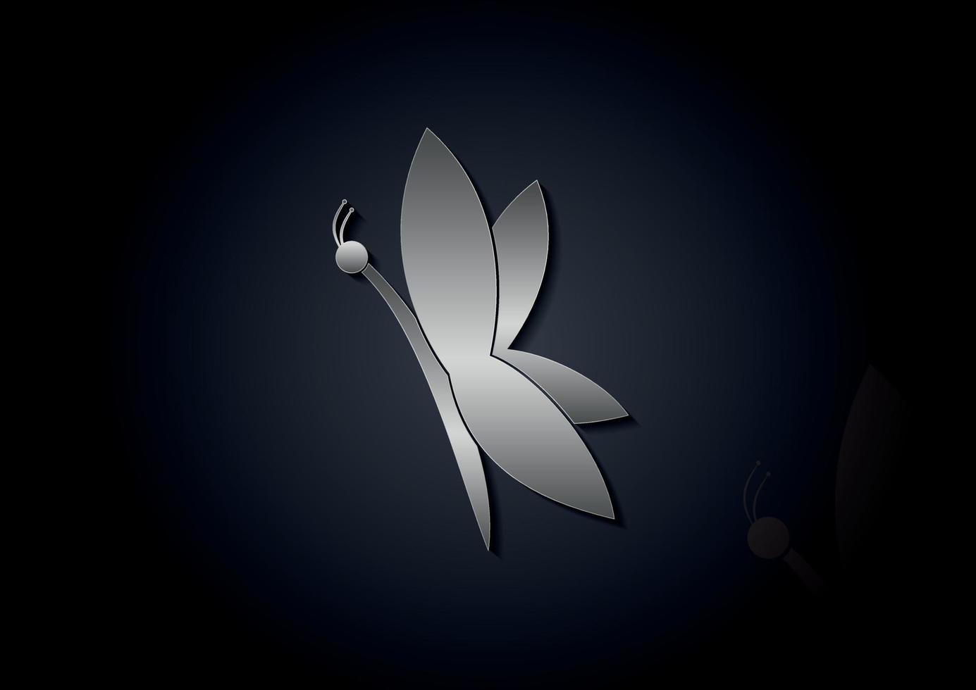 Silver luxury butterfly vector illustration