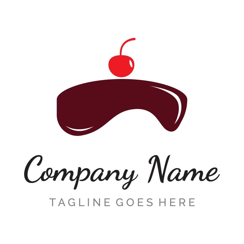 Cake or bakery logo template vector design.Sweet cake, birthday cake, cup cake, cake with cherries. Logo for business, cake shop, cake shop etc.