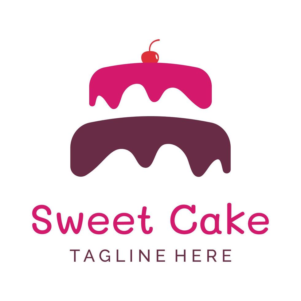 Cake or bakery logo template vector design.Sweet cake, birthday cake, cup cake, cake with cherries. Logo for business, cake shop, cake shop etc.