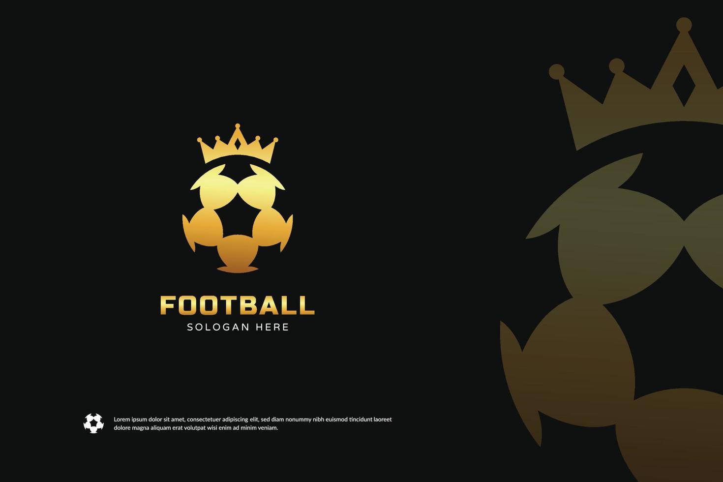 King of football golden logo, Luxury Sport Team Identity vector. Soccer tournament template vector