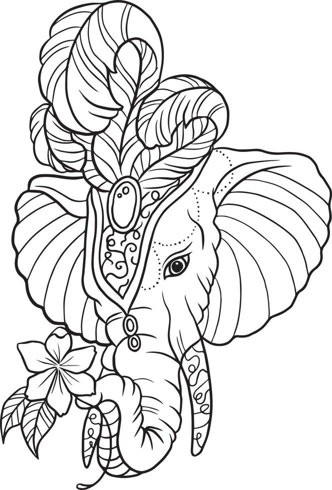  elefante tatuaje dibujos animados garabato kawaii anime página para colorear lindo ilustración clipart carácter   Vector en Vecteezy