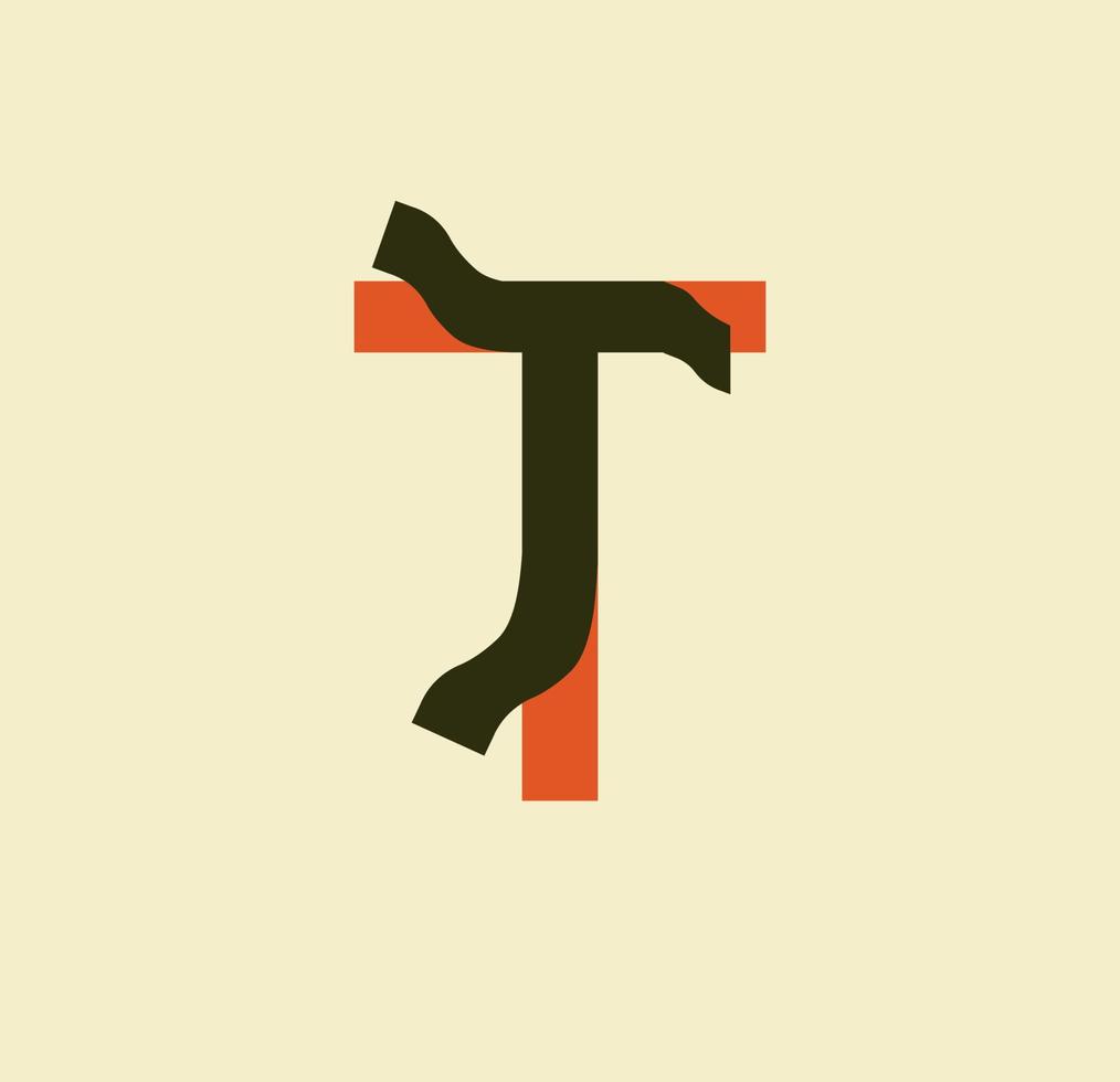 Stripped letter T. Sticky paper letters. Book, logo, business and template design. illustration on paper background. vector