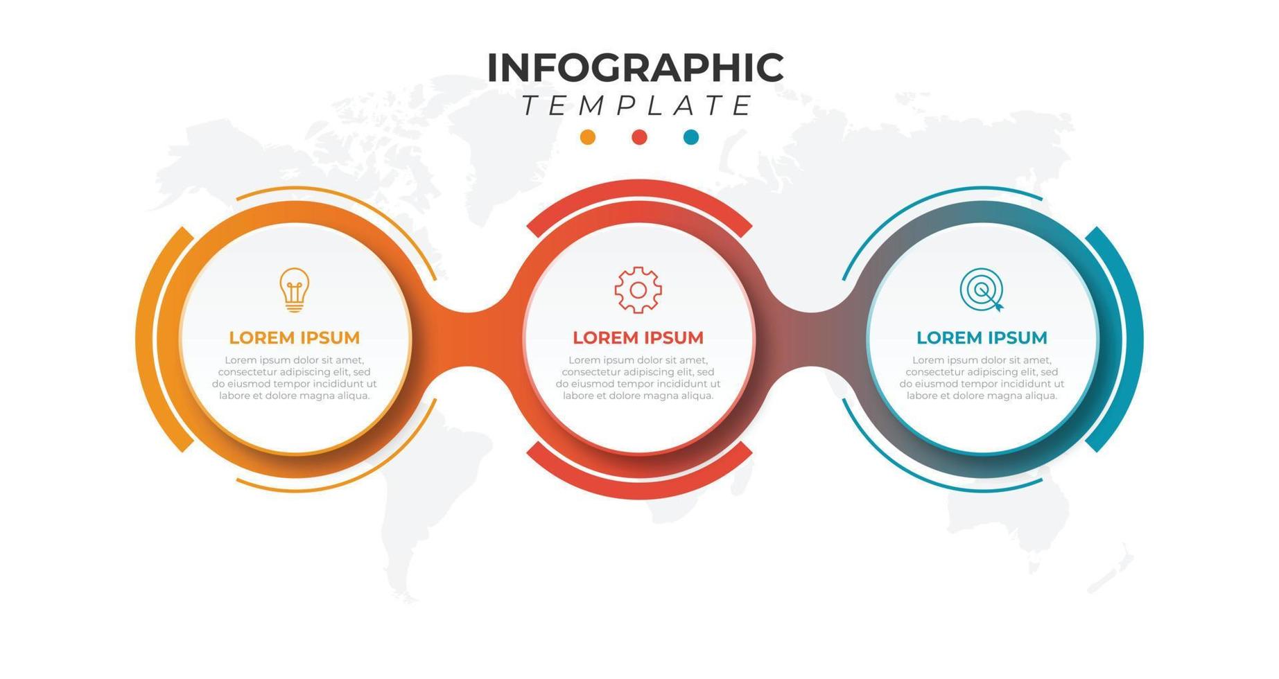 Business infographics Circle with 3 parts steps Vector template