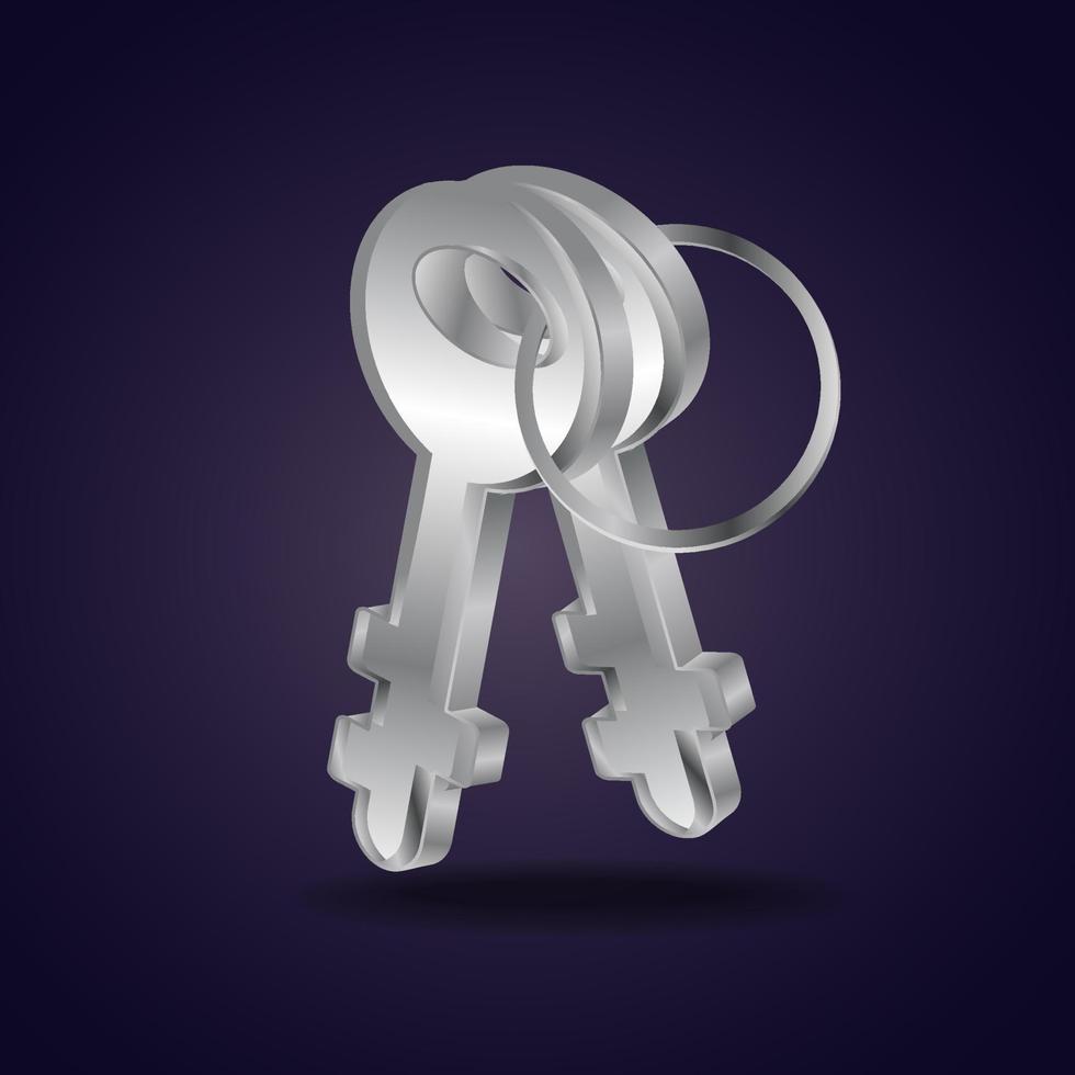 Silver Key on black background vector