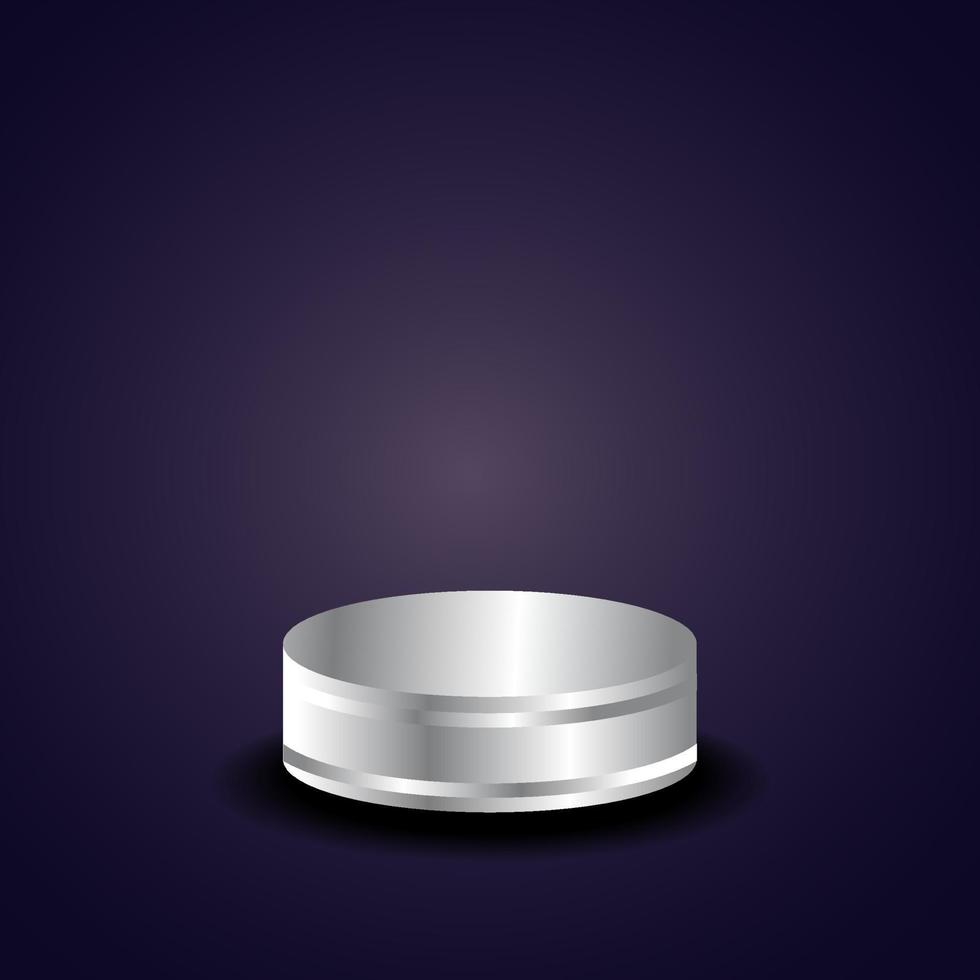 Silver 3d cylinder on black background vector