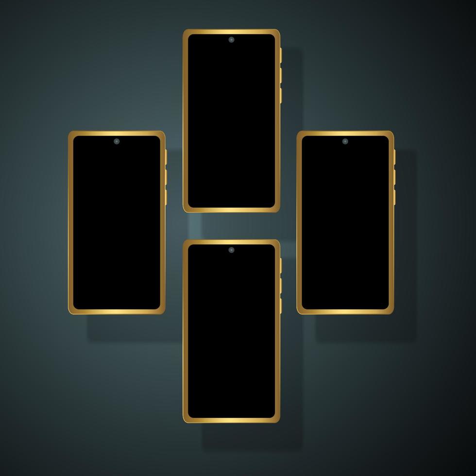 Golden phone photo frame vector