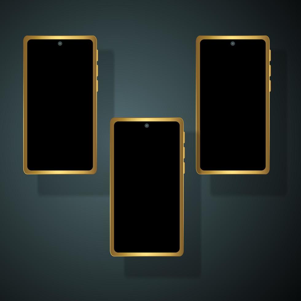 Golden phone photo frame vector