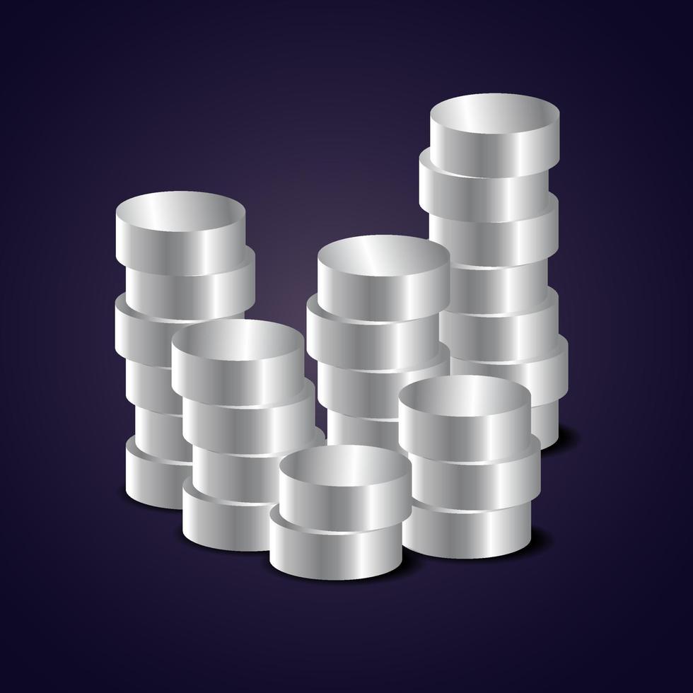 silver tube pile on black vector