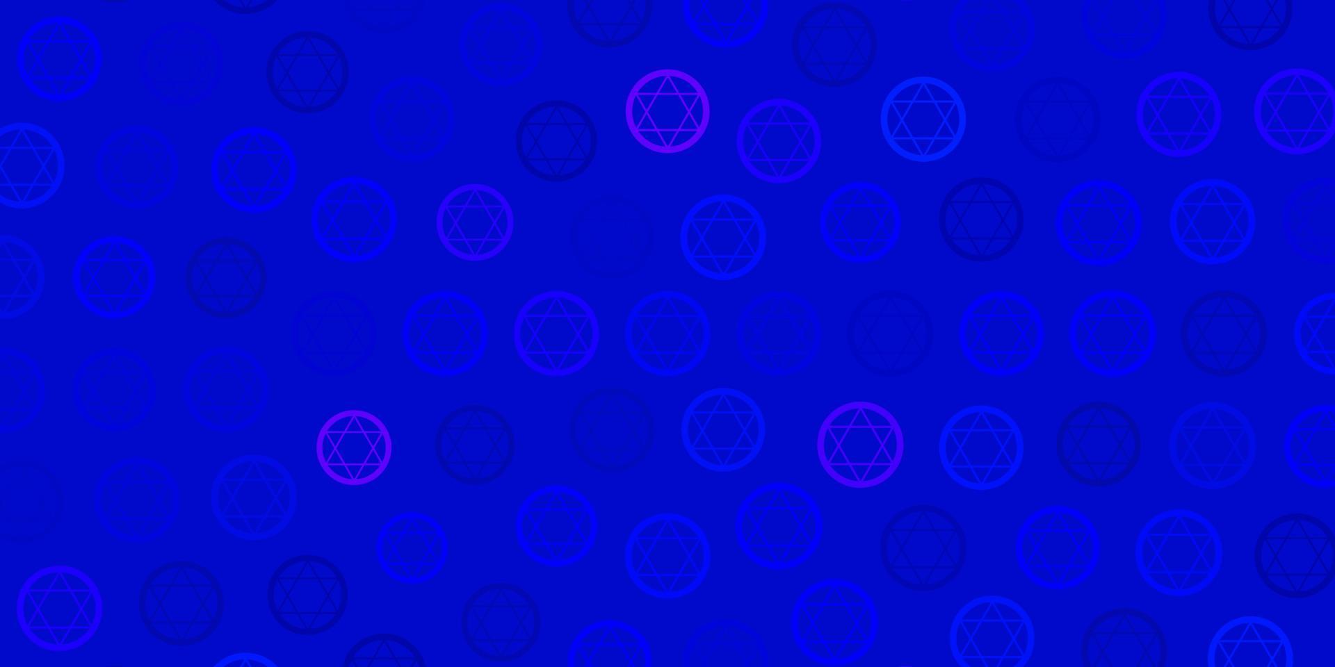 Light BLUE vector background with occult symbols.