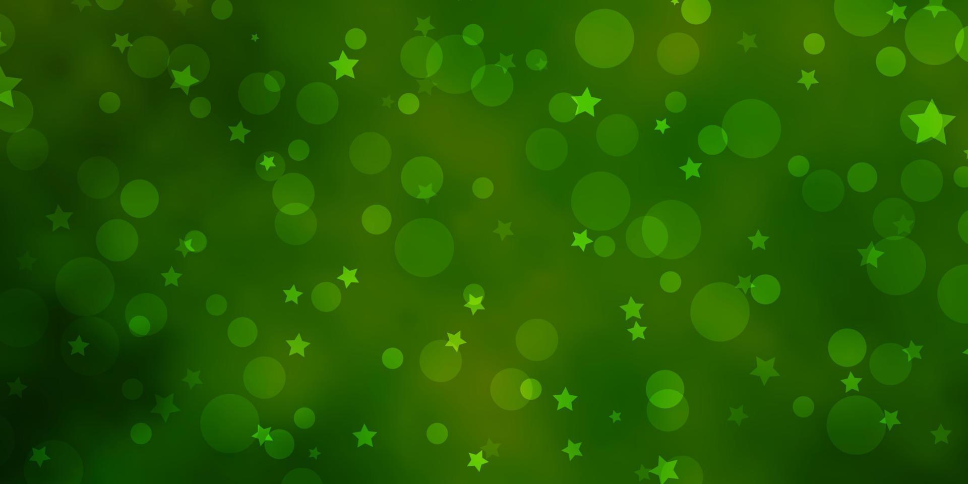 diseño de vector verde claro, amarillo con círculos, estrellas.