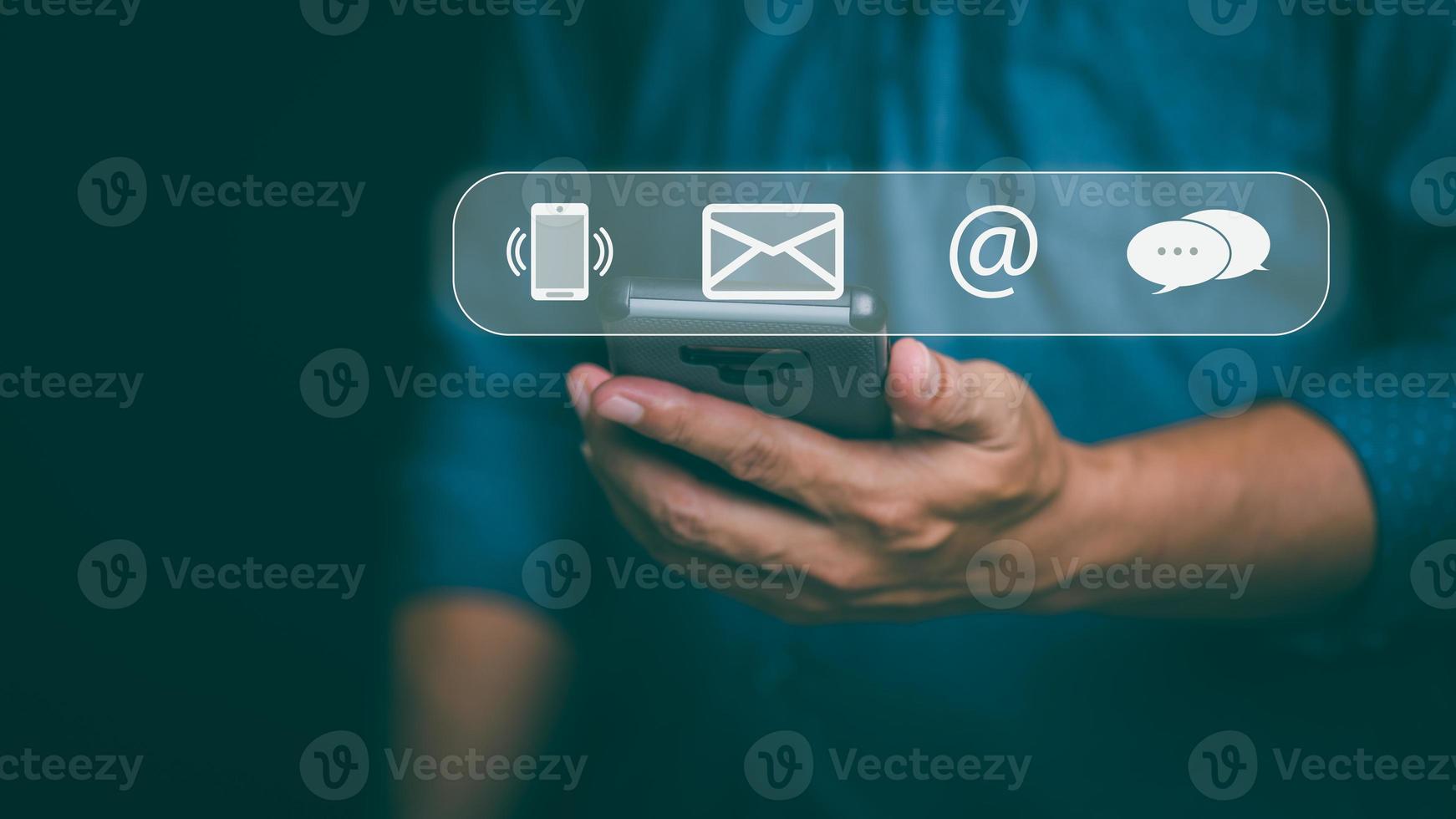 Customer support service concept,call center,business technology button on virtual screen concept,consultant team to help customers solve urgent problems,businessman asks help through call center photo
