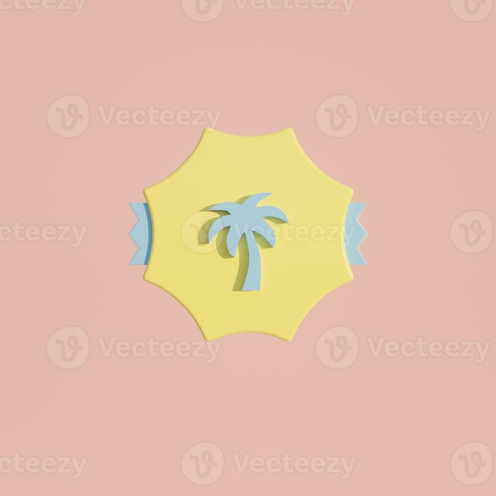 3d medal coin with palm tree icon photo