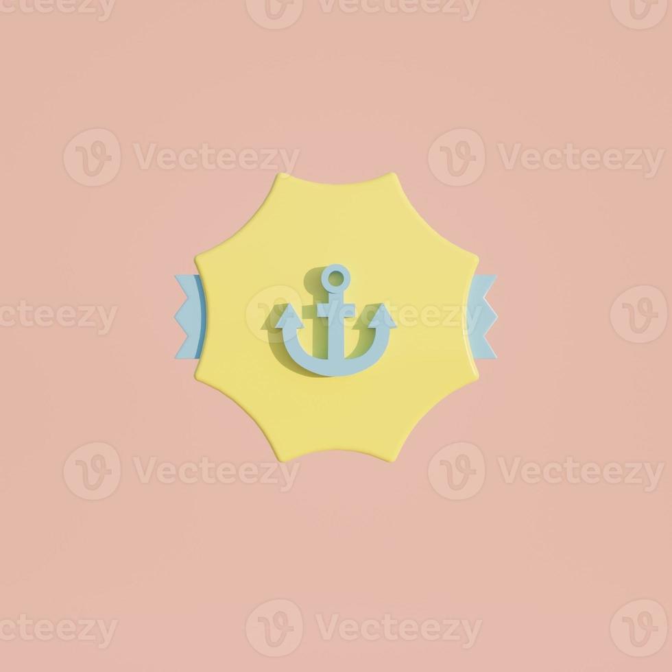 3d medal coin with anchor icon photo