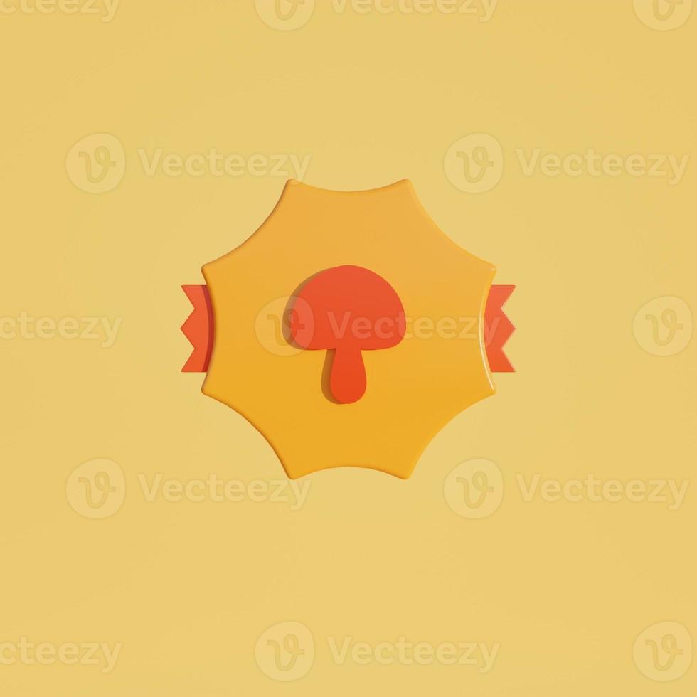 3d medal coin with mushroom icon photo