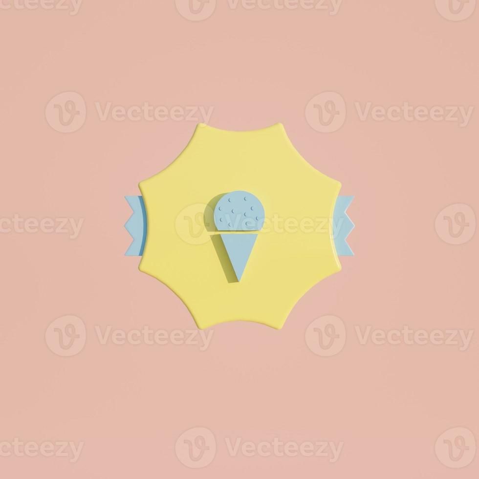 3d medal coin with ice cream icon photo