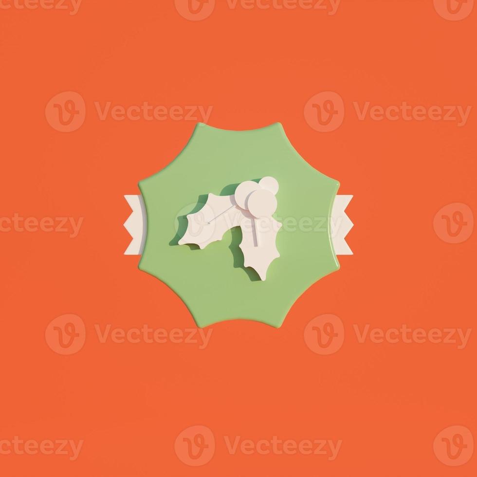 3d medal coin with mistletoe icon photo