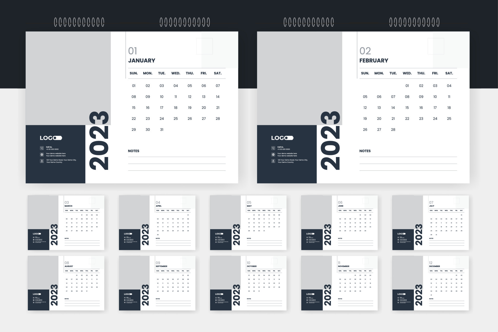 2023 modern abstract desk calendar design template 11845422 Vector Art