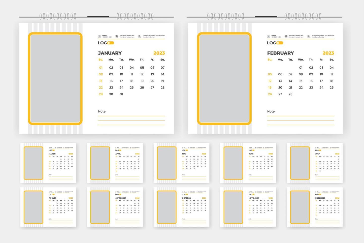 2023 modern abstract desk calendar design template vector