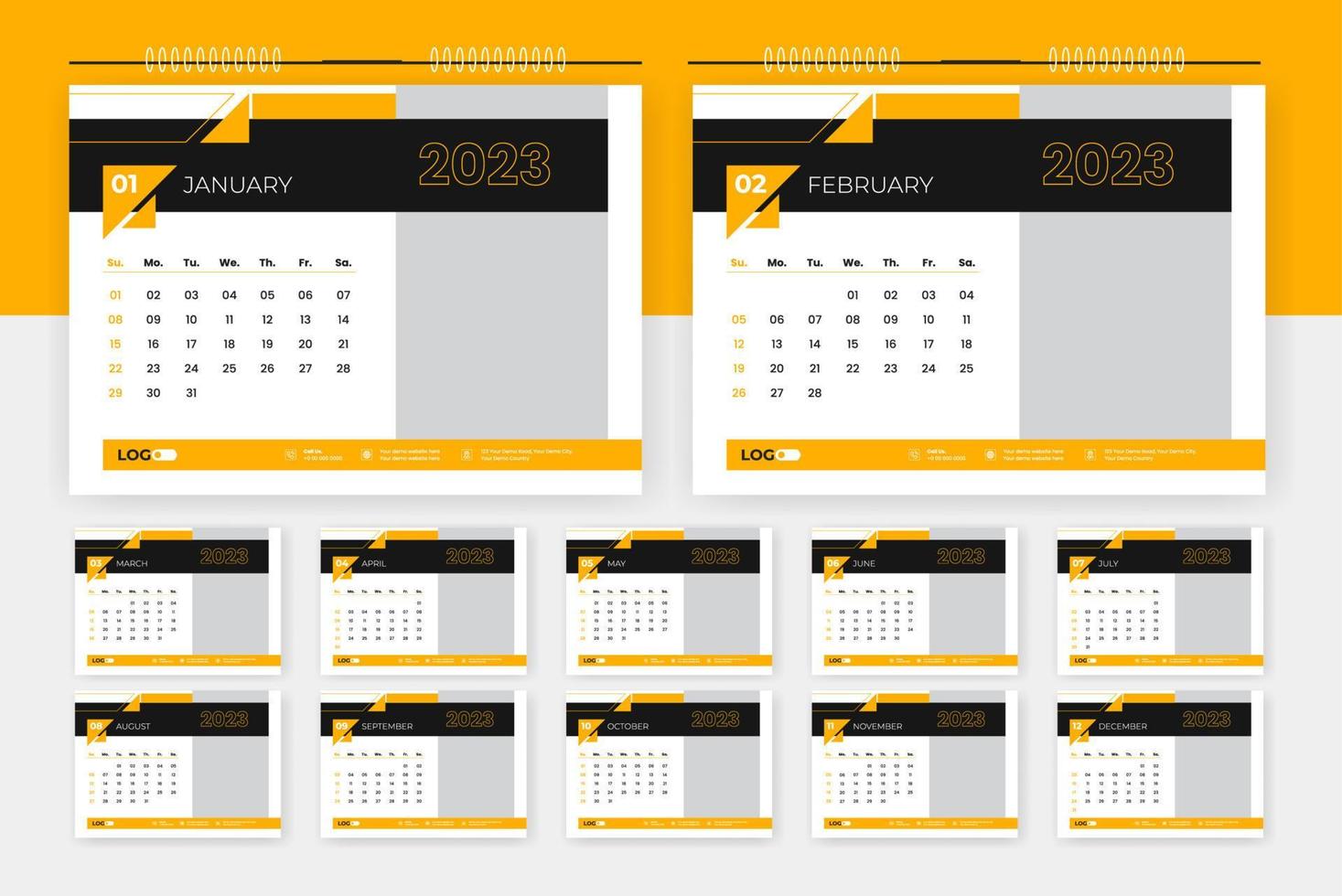 2023 modern abstract desk calendar design template vector