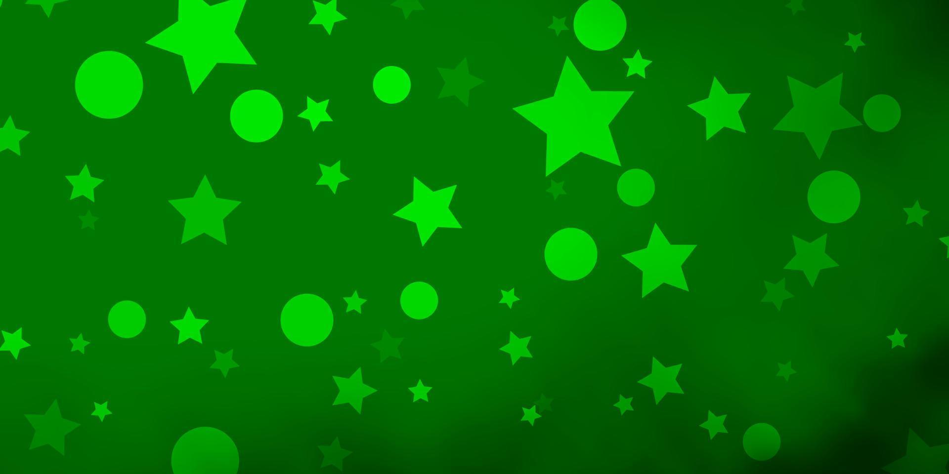 Light Green vector pattern with circles, stars.