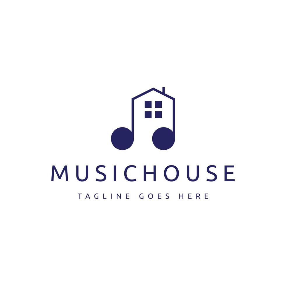 diseño de logotipo de casa de música creativa vector