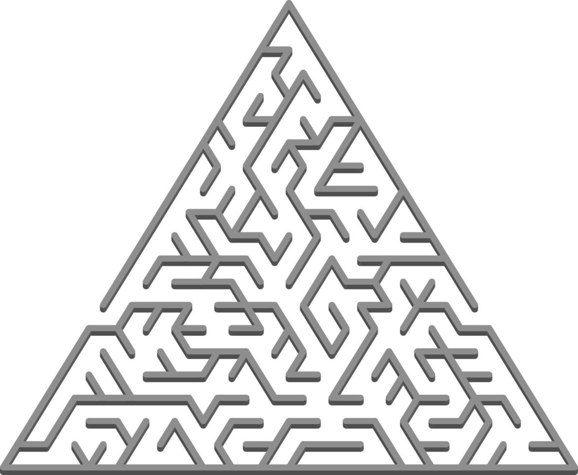 Vector backdrop with a gray triangular 3D maze, labyrinth.