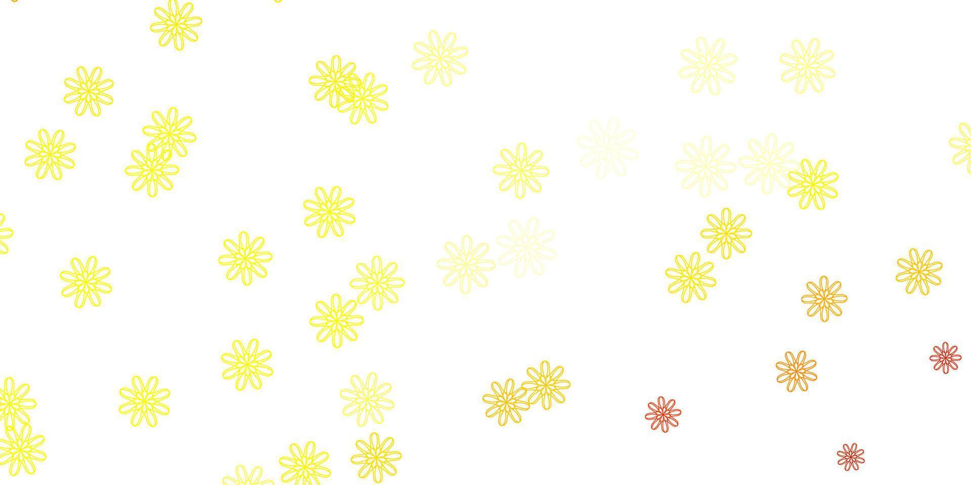 Light Yellow vector doodle template with flowers.