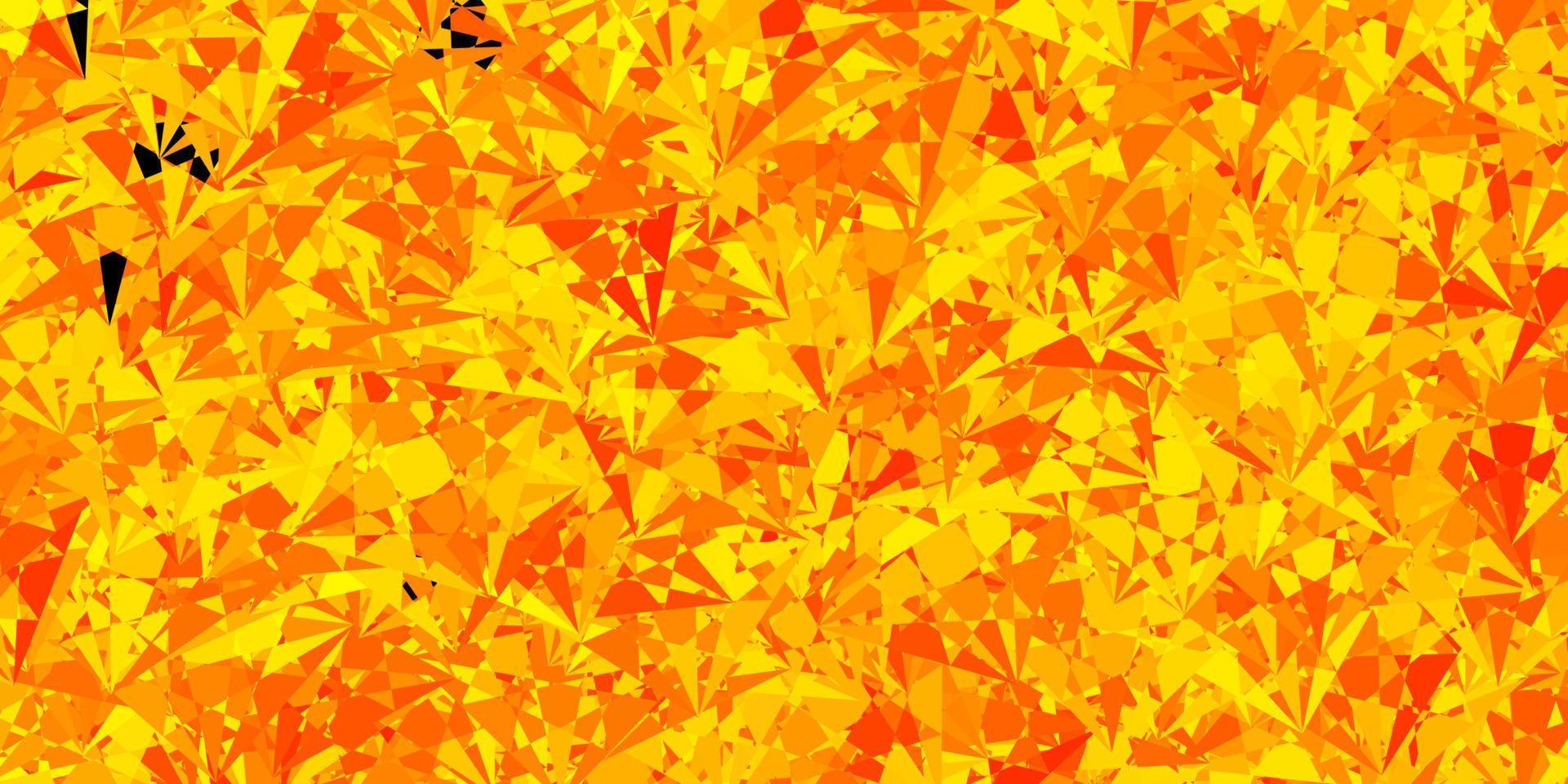 textura de vector amarillo oscuro con triángulos al azar.