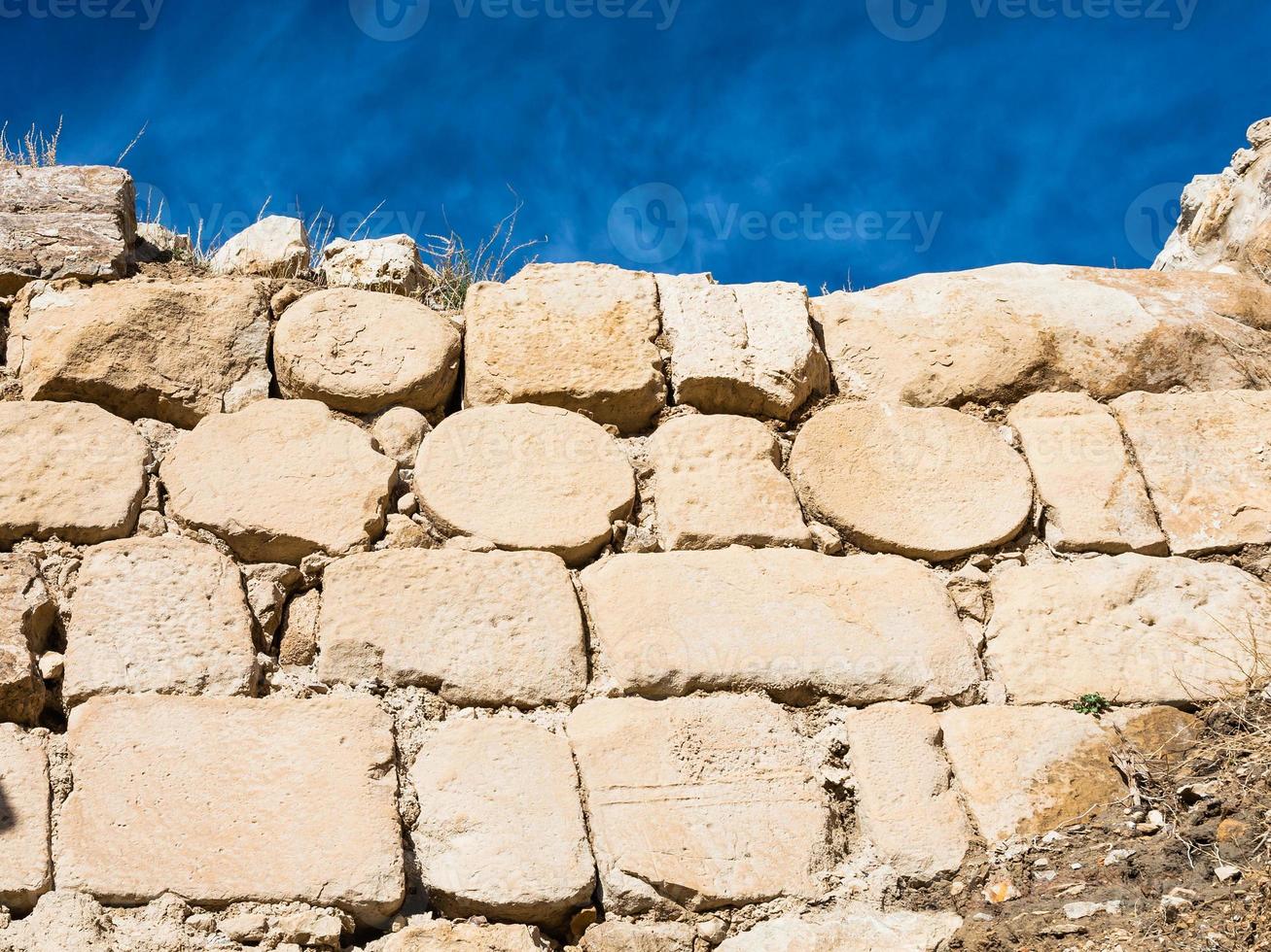 medieval masonry of wall of Kerak Castle photo