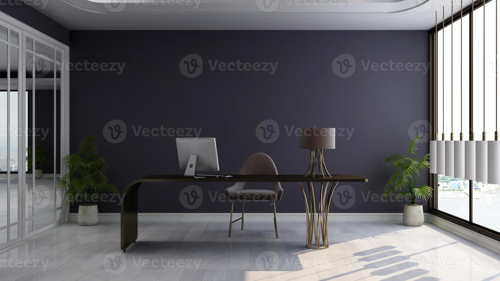 3D Render Modern office design - manager room interior wall mockup photo