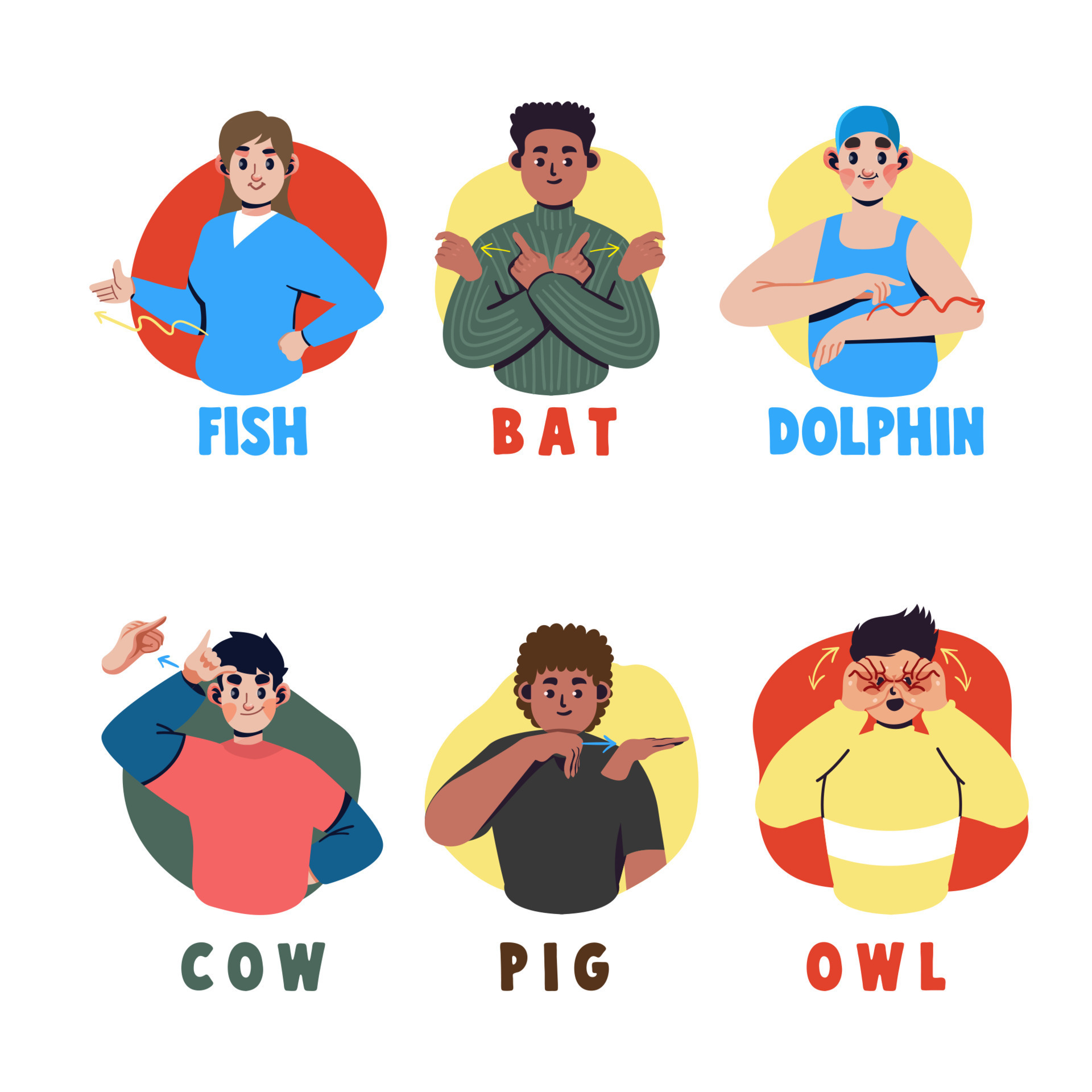 lenguaje de señas instrucción animal 11846098 Vector en Vecteezy