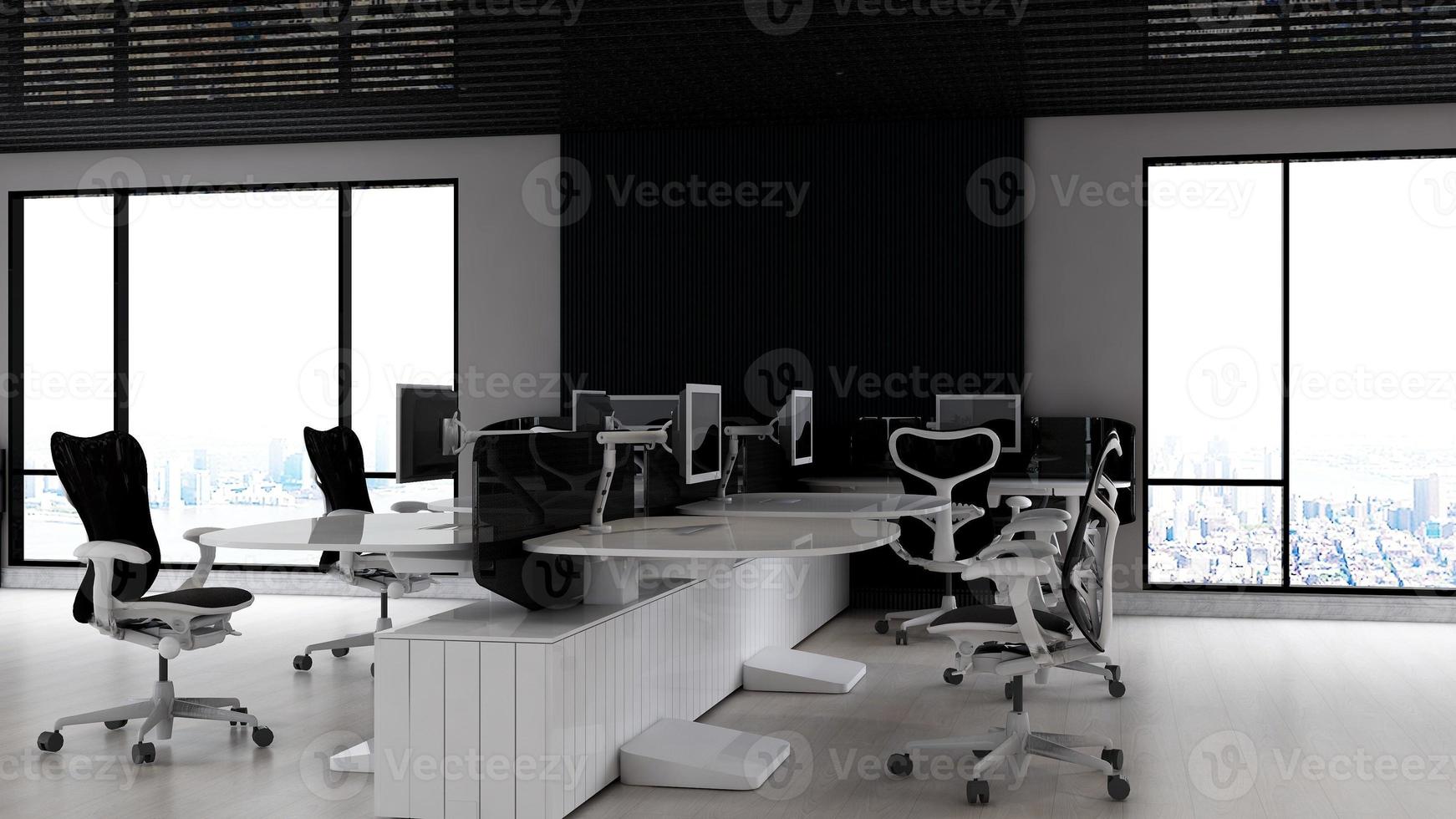 Monochrome modern office interior design in 3D render 11846145 Stock Photo  at Vecteezy