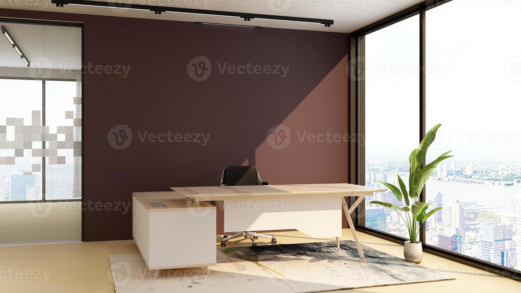 3D Render Modern office design - manager room interior wall mockup