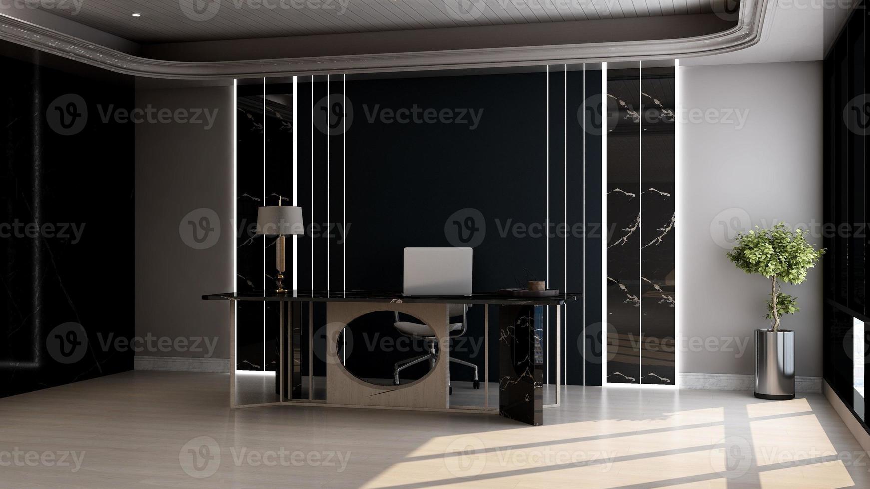 3D Render Modern office design - manager room interior wall mockup photo