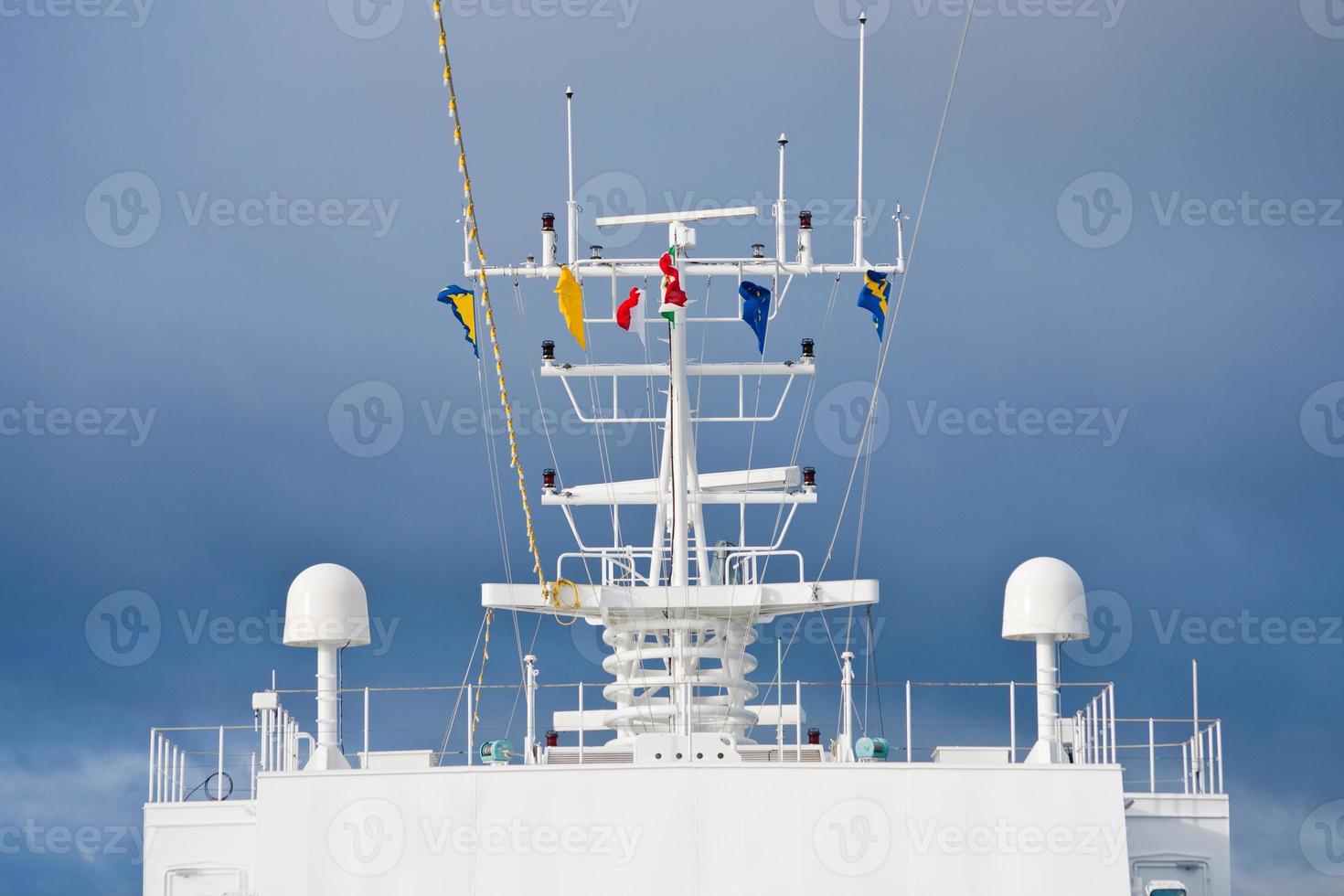 flags of european countries on navigation antenna photo