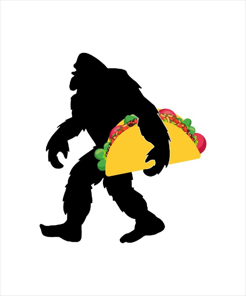 Taco with bigfoot illustration vector
