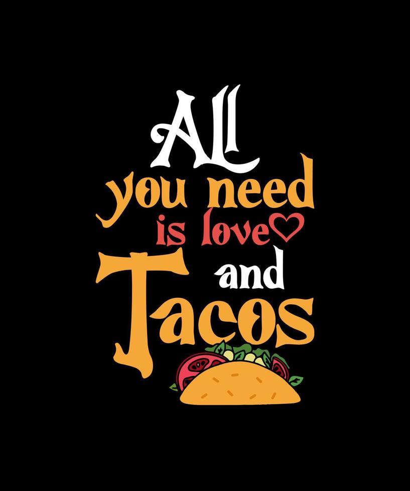 taco vida tacos logo ilustración camiseta diseño tacos concepto diseño vector