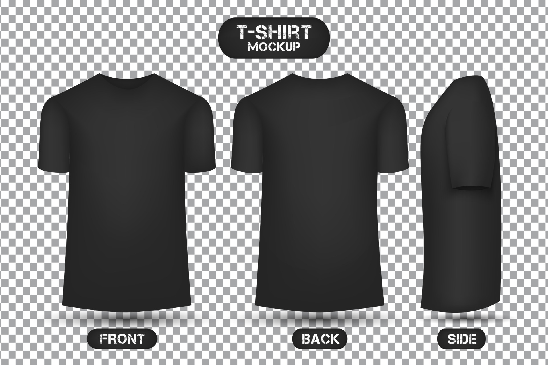 bord tør ikke plain black t-shirt design, with front, back and side views, 3d style t-shirt  mockup vector 11846477 Vector Art at Vecteezy