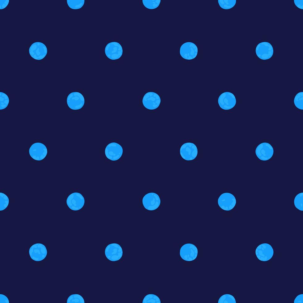 Blue Polka Dot On Royal Blue Background, Seamless Vector Pattern. Modern Minimalist Art Background, Design For Fabrics,  Wrapping Paper, Printing and Fashion.