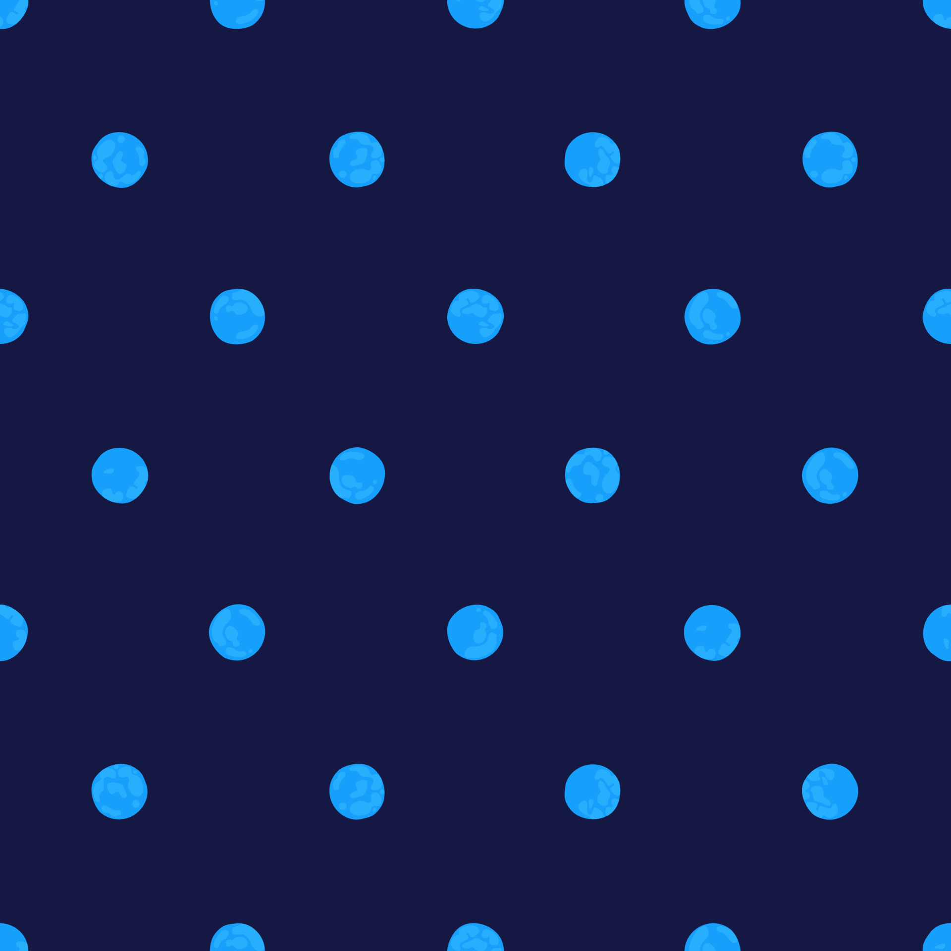 Blue Polka Dot On Royal Blue Background, Seamless Vector Pattern