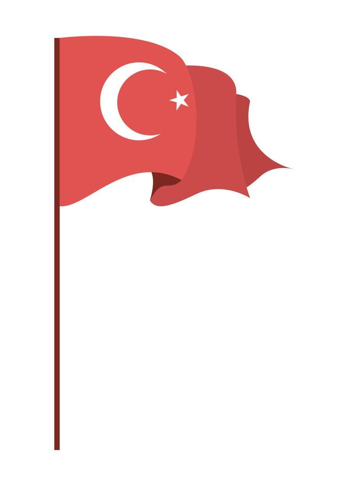 turkey flag in pole vector