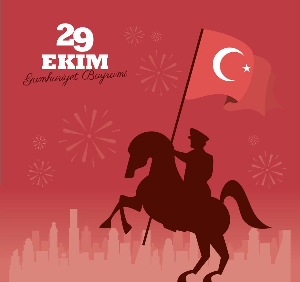 29 ekim bayrami letterign poster vector