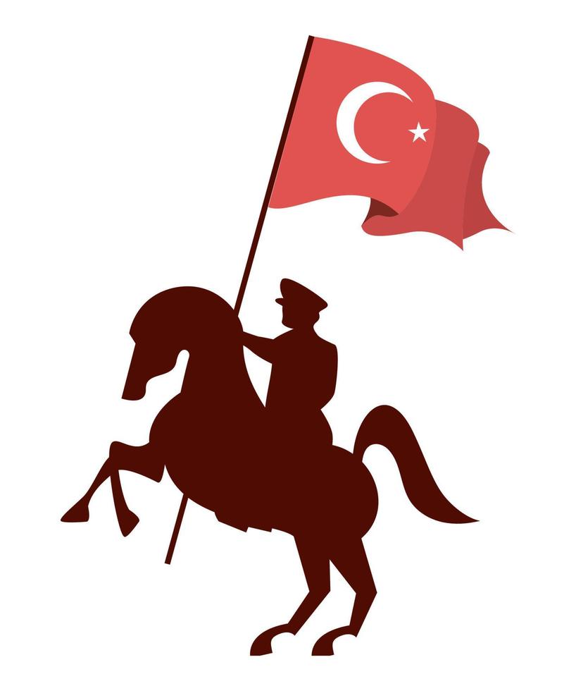 turkey officer in stallion with flag vector